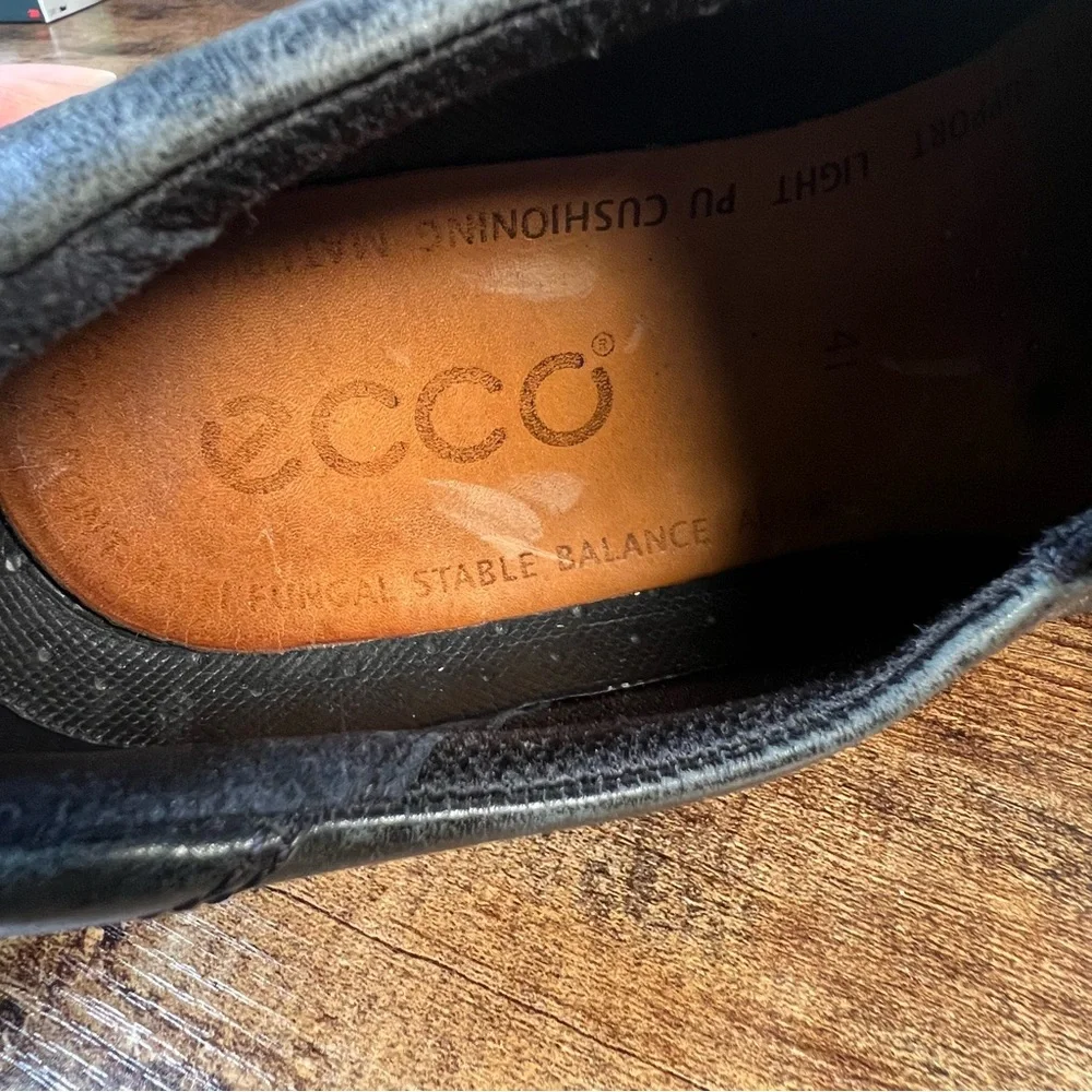 Ecco Leather Loafer Slip On Black Business Casual Dress Shoes Men's 41‎ US 7/7.5